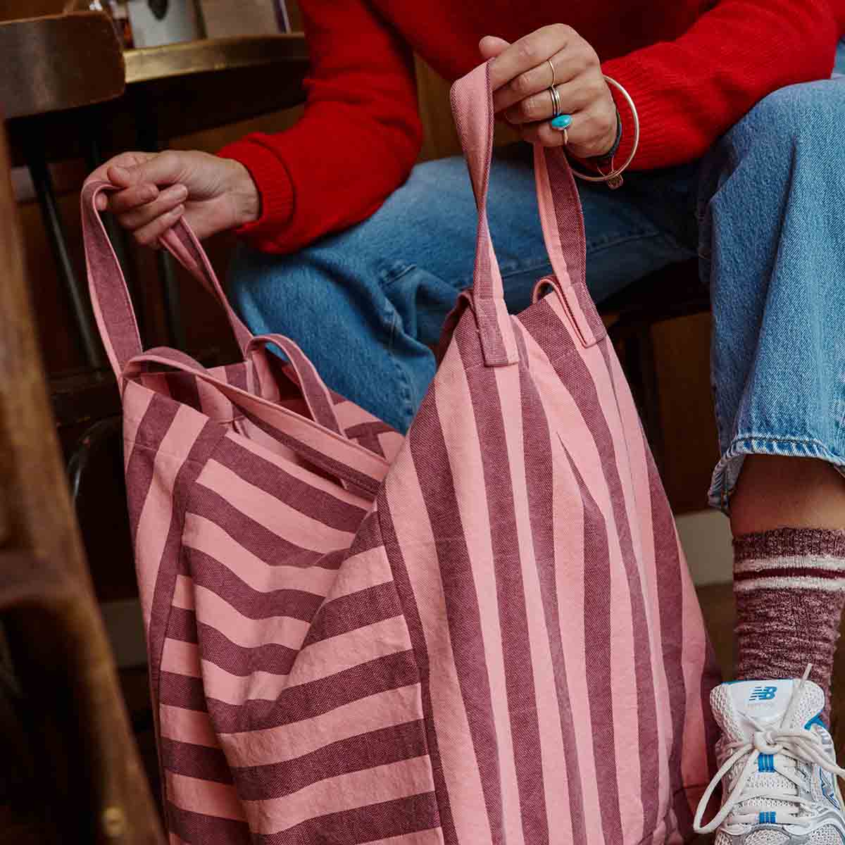 Sac Cabas, Elisa - Rayures bordeaux