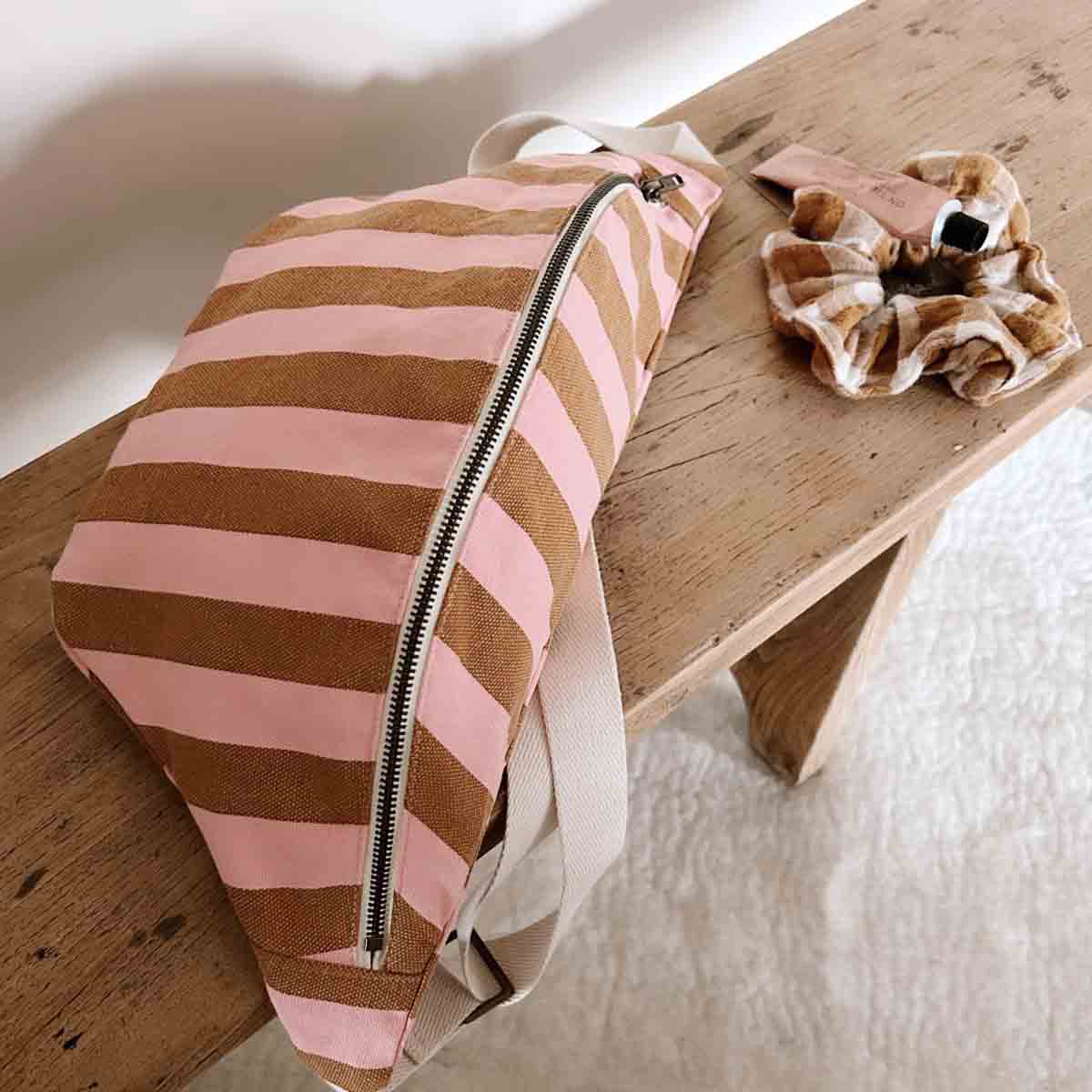 Banana bag - Caramel Stripes / Strawberry