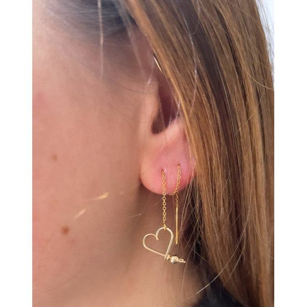 Chain earrings - My heart, 14 carat gold