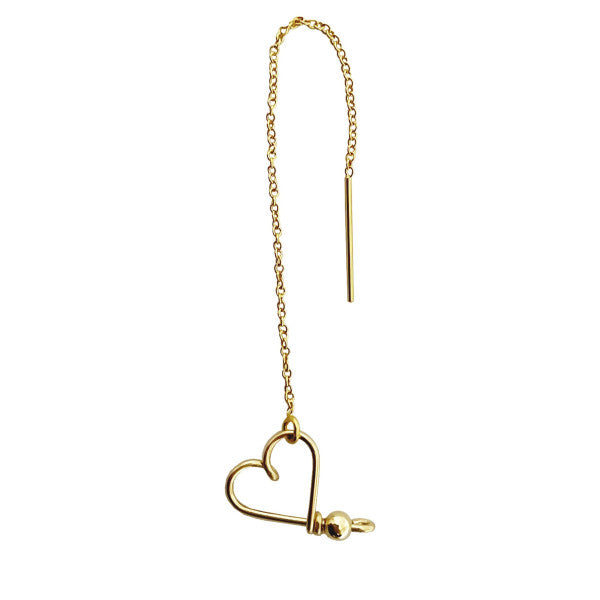 Chain earrings - My heart, 14 carat gold