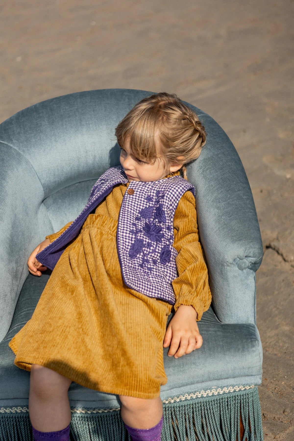 Children's reversible SAKARA vest - Khaki or Purple