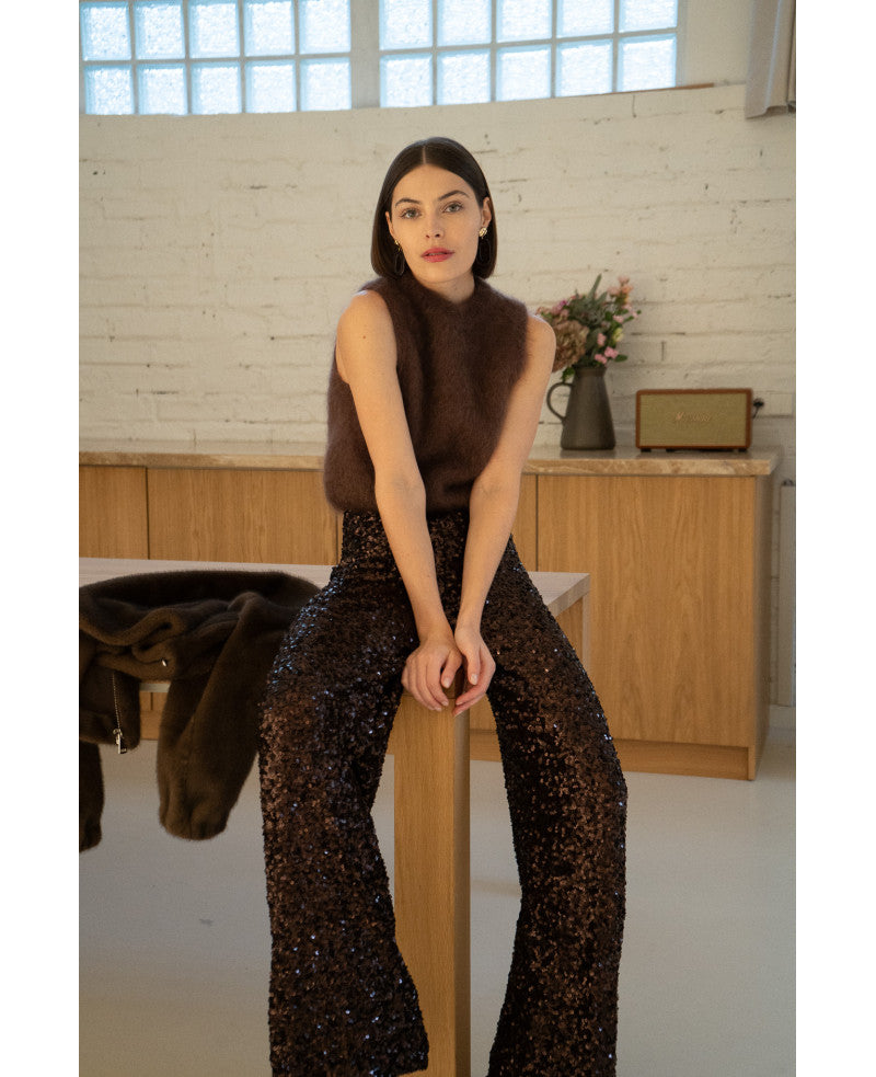 Pantalon John - Pailettes Bronze